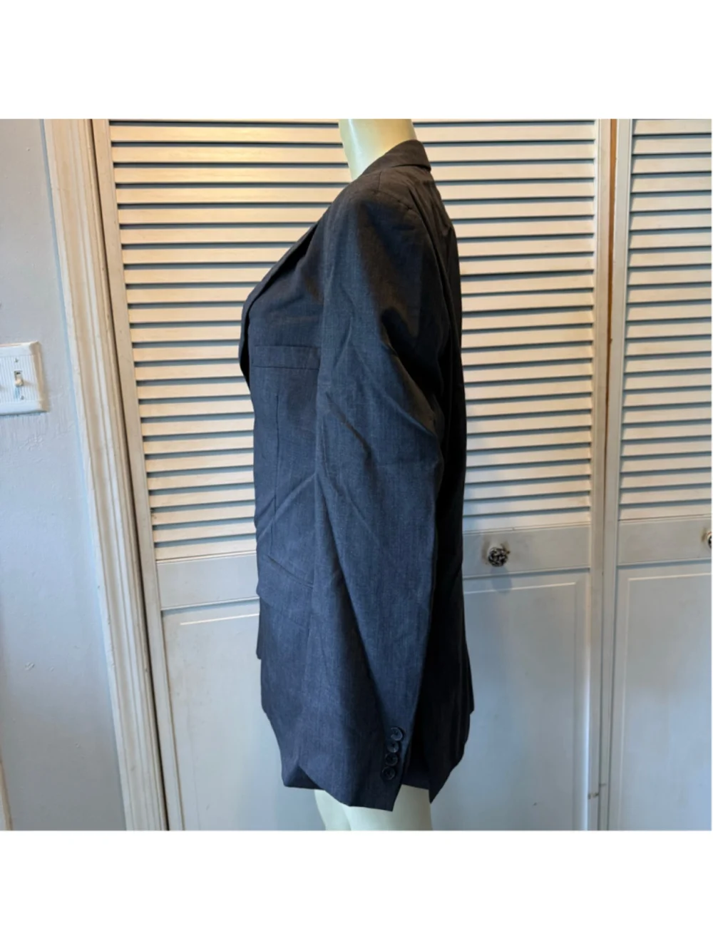 Perry Ellis Portfolio Men’s 43R Gray 100% Wool 3 Button Suit Blazer Sport Coat